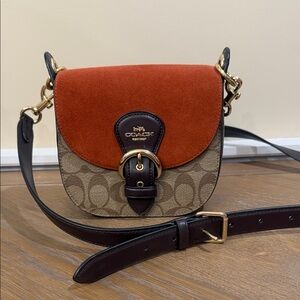 Vintage Coach Soho Signature Canvas & Suede Buckle Flap Crossbody Y2K